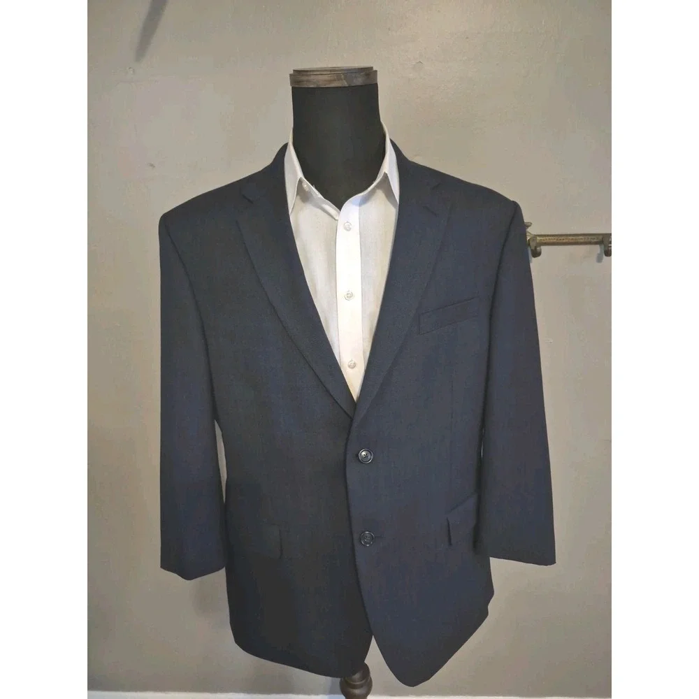 Jos A Bank Mens Wool Sports Coat 44R Blue 2 Button Single Breasted Blazer B701